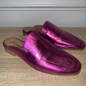 Free People Women's Metallic Pink Magenta At Ease Loafer Mule EU 41 US 20.5 NWOB